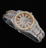 Montre-bracelet automatique de luxe pour homme en acier inoxydable, avec cadran personnalisé en verre de diamant Moissanite taille brillant, clarté VVS