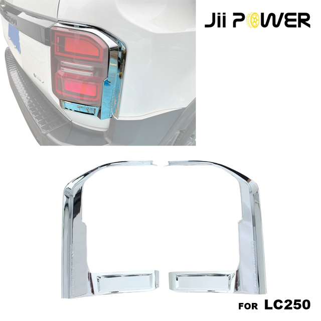 Chrome ABS Tail Light Bezel Cover Trim Tape-on Installation Left Right Car Exterior Decor for Toyota Land Cruiser LC250 2024+