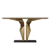 Tables consoles rectangulaires modernes en métal avec plateau en marbre, extensibles et dotées de rangements pour salon, villa et hôtel