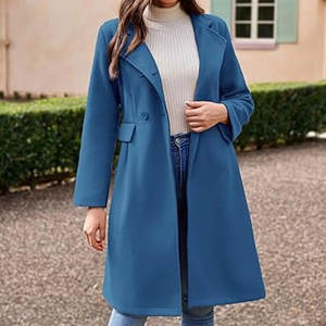 Servicios OEM, Precio al por Mayor, Abrigo Largo de Lana para Mujer, Grueso, Informal, Transpirable, Ropa de Invierno, Botón de Cuerno - Product Image 2