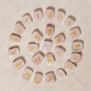 Bulk Selling Rose Quartz Rune <b>Set</b> Natural 25 Pieces Healing <b>Crystal</b> Stones for Meditation Decoration - Product Image 1