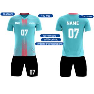 Logotipo personalizado niños deportes uniformes camiseta de fútbol azul amarillo dropshipping camiseta de fútbol kit de fútbol Conjunto de camiseta de fútbol - Product Image 5