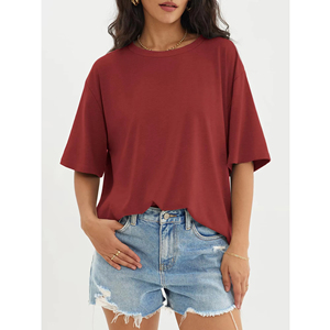 Camiseta personalizada de alta calidad para mujer, Camiseta de algodón en blanco, camisetas de verano de gran tamaño para mujer, 100% de algodón - Product Image 1