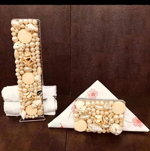 Vajilla decorativa de metal para el hogar y el hotel, accesorios, servilletas de perlas y soporte para caja de pañuelos - Product Image 1