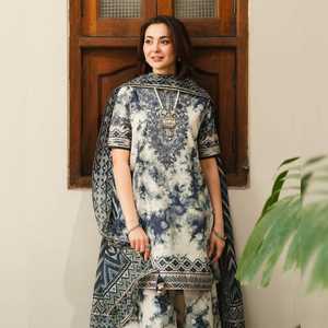 ชุดเดรสลำลองทางการของผู้หญิงอินเดียผ้ากำมะหยี่สีขาวหรูหราระบายด้วยลูกปัดแบบเย็บติดด้วยกระดุมสีล้วนระบายอากาศได้ดี - Product Image 2