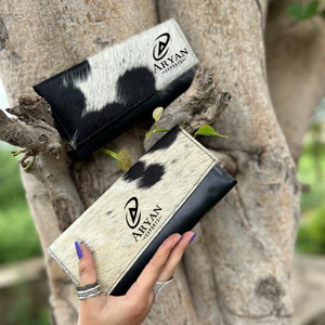 กระเป๋าสตางค์หนังวัวแบบพับสามทบขนาดใหญ่มีซิปกระเป๋าเงินสำหรับเดินทางกระเป๋าเงินผู้หญิงหนังแท้แบบตะวันตกมีซิป - Product Image 1