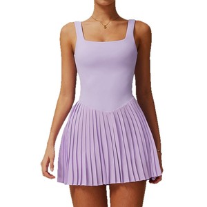 Falda de Tenis de Cintura Alta para Mujer, Transpirable, de Spandex/Nailon, Antideslizante, Sensación de Desnudez, Vestido para Yoga y Running - Product Image 6