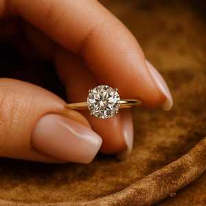 Bague de fiançailles solitaire en or jaune 14 carats personnalisée IGI Certificate Cut Lab Grown Diamond Gemstone Rings Trendy Wedding Women - Product Image 6