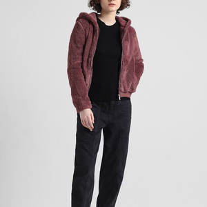 Chaqueta con Capucha para Mujer, Gruesa, Cálida, Forro de Poliéster, Estilo Sherpa, Transpirable, Ligera, Corte Regular, Cierre de Cremallera, Servicio OEM - Product Image 5