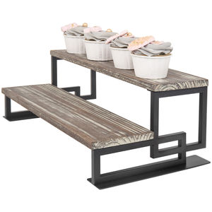 Antique Rustic Wood Cake <b>Cupcake</b> <b>Stand</b> with Metal Frame Best Price for Food Display and Decorative Accessory from India - Product Image 2