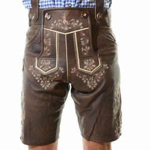 2025 nouvelle mode Lederhosen bavarois cuir pantalon Oktoberfest Type court extérieur bas quantité minimale de commande cuir de chèvre Oktoberfest Lederhosen - Product Image 5