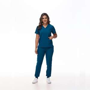 Tenues médicales en denim unisexe, ensemble de vêtements d'infirmière, chemise à col en V, pantalon, ensemble deux pièces, haute qualité - Product Image 2