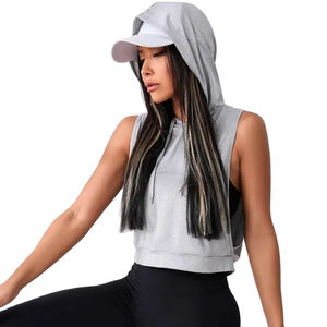 Women <b>Sleeveless</b> <b>Hoodies</b> Workout Bodybuilding Muscle <b>Sleeveless</b> Hooded Tank Tops Cropped Women <b>Sleeveless</b> <b>Hoodies</b> - Product Image 1