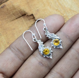 Pendientes de piedras preciosas de citrino de Plata de Ley 925 estilo bohemio, joyería hecha a mano, pendientes de plata, joyería para mujer, regalo de boda para ella - Product Image 5