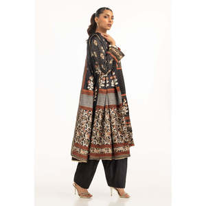 Traje de Satén IUSTKSD-785 de 3 Piezas con Estampado de Laca de Seda Cruda y Adornos Hechos a Mano - Product Image 2