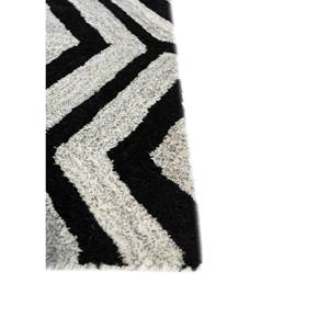Tapis en laine et viscose tufté à la main TNQ-378, gris et noir avec motif géométrique, pour usage domestique - Product Image 4