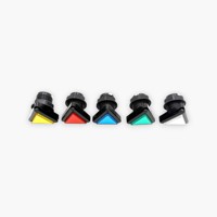 Lot de 5 boutons poussoirs triangulaires d'arcade, éclairage LED, action momentanée, 1 contact NO, plastique et métal, DC 12V, IP22, entièrement illuminés, pour jeux vidéo