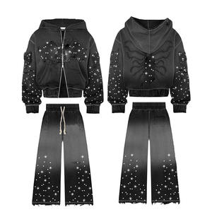 Chándal antiarrugas con diamantes de imitación para hombre, transpirable, tendencia superior, secado rápido, precio al por mayor, chándal con diamantes de imitación - Product Image 2