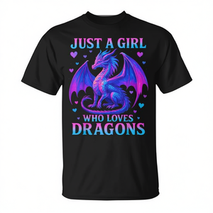 T-shirt personnalisable Dragon pour filles, un design promotionnel pour ceux qui aiment les dragons - Product Image 3