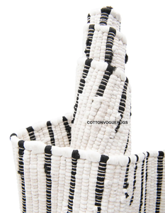 Tissé à la main blanc coton Kilim tapis coureur rayures conception anti-dérapant rembourré tufté pour salon à la main motif abstrait - Product Image 6