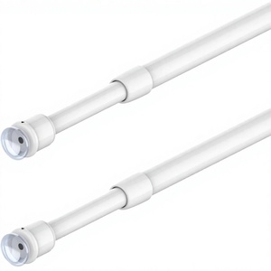 Juego de 2 barras cilíndricas de plástico para cortinas de bistró con abrazaderas de ventosa y tornillos, para ventanas pequeñas (80-120 cm, blanco) - Product Image 1