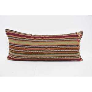 Alfombra de lana Kilim multicolor 16x36 pulgadas tejida patrón vintage almohada - Product Image 1