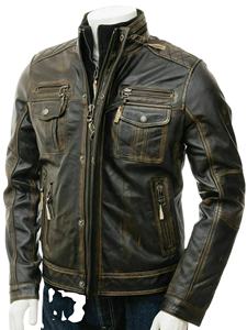 Veste en cuir vintage délavée pour homme, veste de motard rétro, café racer, fermeture éclair, style urbain, décontractée, respirante, 2026 - Product Image 2