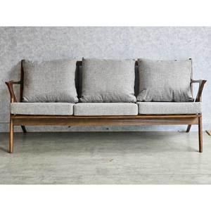 Three-Seat Z-Shaped Sofa <b>Bench</b> 180x55x78cm Ash Wood Frame Fabric Upholstered <b>Cushions</b> Convertible for Living Rooms SFB68088 - Product Image 6