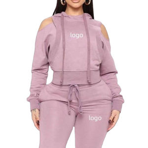 Survêtement de créateur Ensemble pantalon de survêtement et sweat à capuche de haute qualité Ensemble 2 pièces jogger à épaules dénudées pour femmes - Product Image 1