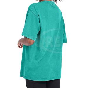 Camisetas transpirables de manga corta holgadas de gran tamaño con lavado ácido de Algodón 100% con logotipo personalizado de alta calidad para mujer - Product Image 5