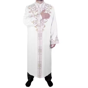 Direct inde élégant léger Polyester Vintage pleine longueur Imam Robe hommes à la main broderie traditionnelle musulmane vêtements - Product Image 4