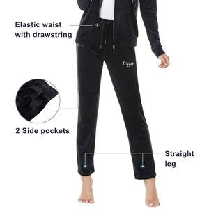 Custom Jogger 2Piece Sets hooded hood Velour fabric Jogging Suits Female <b>Velvet</b> Women Hoodies Tracksuit Sets - Product Image 4