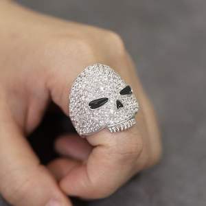 Bague Tête de Squelette Hip Hop Iced Out en Argent Sterling S925 avec Moissanite Certifiée et Sertissage Pavé pour Hommes, Mariage et Fêtes - Product Image 2