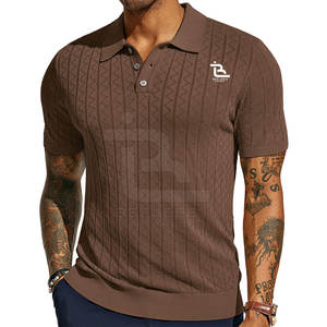 Color sólido de tamaño personalizado de los hombres para la camiseta del polo 100% de algodón desgaste del verano con la textura de punto para adultos - Product Image 1