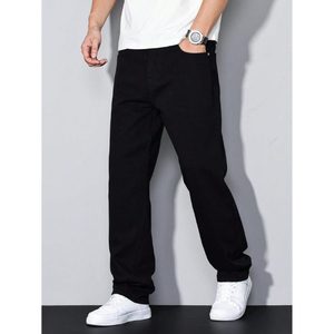 Jean en denim noir tendance pour homme, coupe droite moderne, jambe large, écologique, respirant, délavé, style vintage, tailles 26 à 40 - Product Image 5