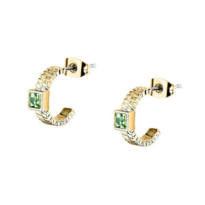 Gioia SAVY42 orecchini lampadario placcato oro con cristalli verdi accessori gioielli moda - Product Image 1