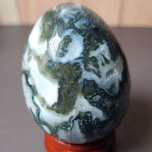 Huevo de Piedra Preciosa de Ágata Musgosa Curativa al por Mayor, Huevo de Cristal de Ágata Musgosa Natural para la Sanación de Aameena Agate - Product Image 5