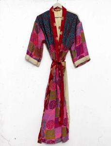 Mujer Kimono Robe Bata de seda Boho Seda Poliéster Albornoz para mujer - Product Image 3
