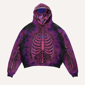 Sudadera con capucha extragrande con gráficos Y2K para hombre y mujer, de manga larga, térmica, de punto, con estampados de huesos, estilo hip hop, desgastada, para invierno - Product Image 5