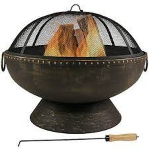 Extra large open top metal <b>fire</b> <b>pit</b> with wide <b>fire</b> bowl providing maximum heat dispersion for outdoor warmth and comfort - Product Image 4