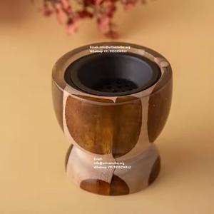 Quemador aromático de resina contemporáneo con bandeja de madera hecha a mano para aceites esenciales y varitas de incienso para uso aromático - Product Image 2