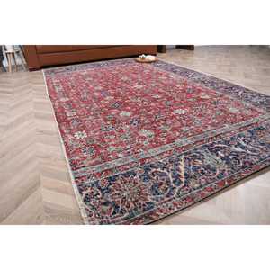 Vintage 8.8x5.4 ft Rug, Turkish Rug, <b>Red</b> Floral Rug <b>Wool</b> - Product Image 1