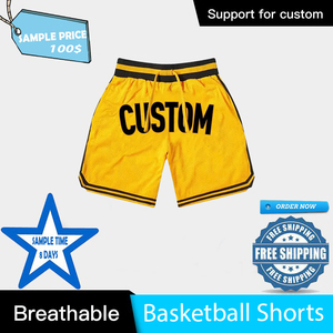 Pantalones cortos de baloncesto atléticos largos para hombre de etiqueta privada, pantalones cortos de gimnasio de pana Vintage con bordado personalizado de malla transpirable - Product Image 6