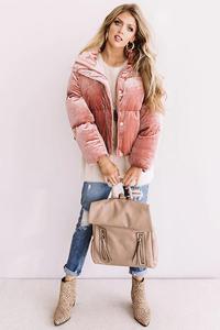 Femmes 2025 hiver XL fermeture éclair velours bouffant manteau col montant chauffant longue veste Style imprimé matelassé vêtements d'extérieur - Product Image 6