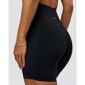 Shorts de Cintura Alta Fusion Bonded para Mujer con 6 Bolsillos - Negro - Product Image 3