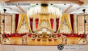 Décor de scène de mariage ouvert de Style Rajwada traditionnel thème doré céleste mariage scène sud scène sud hindou Manavarai thème scène - Product Image 4