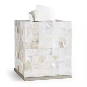 Porte-serviettes attrayant pour boîte à mouchoirs en nacre marron pour dessus de table porte-serviettes à usage décoratif pour le nettoyage des mains - Product Image 4