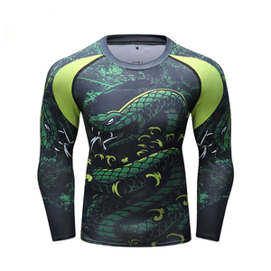 OEM al por mayor de manga larga Rash Guard Jiu Jitsu camisa de compresión UV personalizado impreso MMA Logo verano Surf impreso compresión hombres - Product Image 2