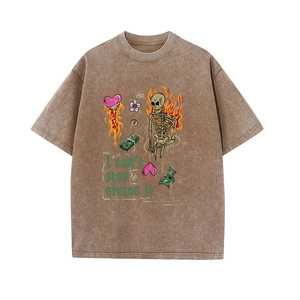 DTG personnalisé imprimé graphique T-shirt lourd OEM marque Design délavé à l'acide T-shirt col montant T-shirt court surdimensionné - Product Image 5