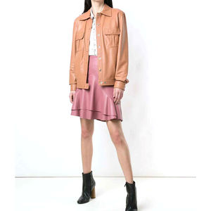 แจ็กเก็ตหนังแท้สำหรับผู้หญิง2025-26ฤดูหนาวใหม่แจ็กเก็ตหนังแท้สีน้ำตาลคาราเมลสวมใส่สบายออกแบบได้ตามต้องการ - Product Image 2